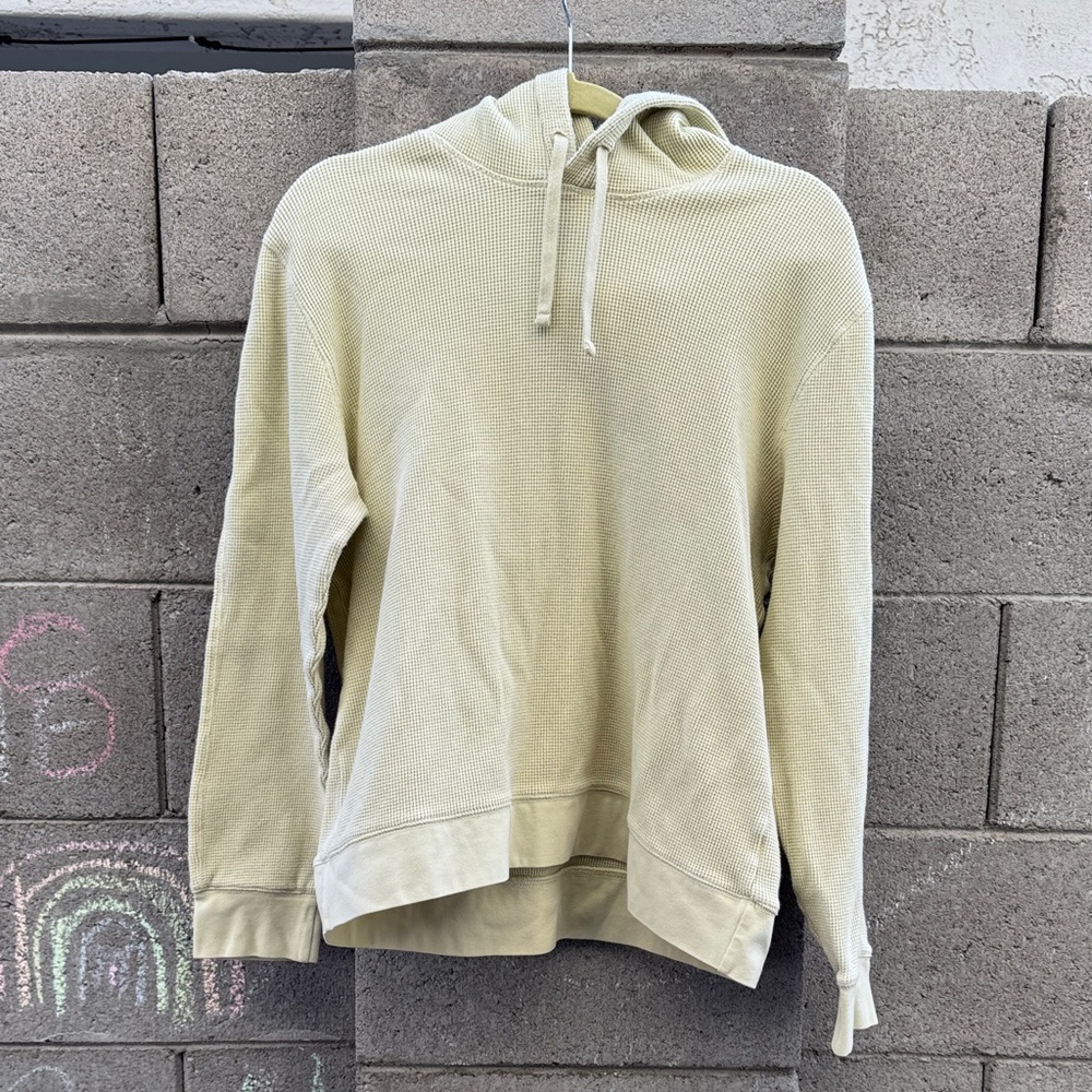 Everlane Waffle Butter Yellow Organic Cotton Hoodie Sweatshirt Size Large